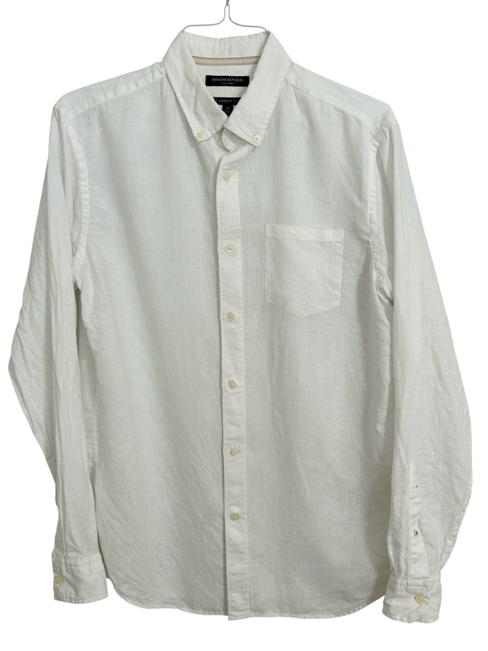 Banana Republic Camden Fit White 100% Linen Button-Down Shirt. Size Medium.